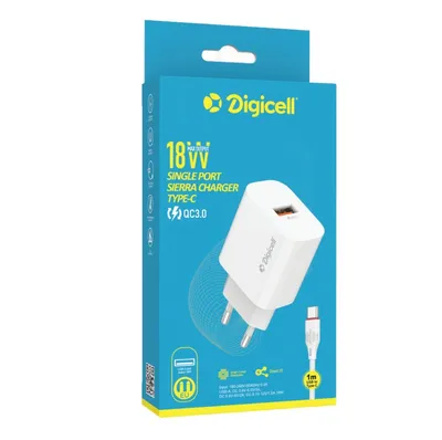 Digicell Punjač Sierra set type-c 3.0QC 18W, Bijeli