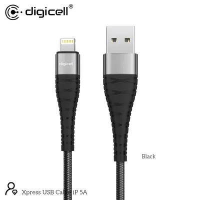 Digicell Kabl Xpress USB Lightning 5A, Crni