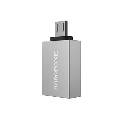 Borofone Adapter USB OTG Micro BV2, Sivi