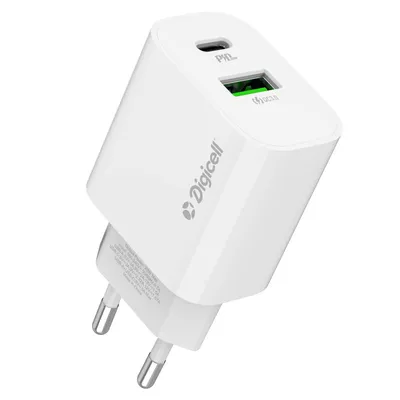 Digicell Kompaktni dvostruki naponski adapter A+C 20W, Bijeli