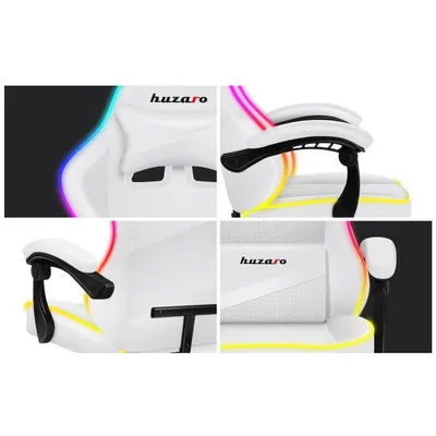Huzaro Gaming stolica Force 4.4 rgb white, RGB, Daljinski upravljač, Bijela