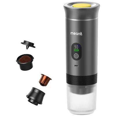 MeanIT Prijenosni aparat za espresso kafu Z01 Pro, Univerzalni 3-U-1, Sivi