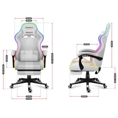Huzaro Gaming stolica Force 4.7 white rgb, RGB, Daljinski upravljač, Bijela