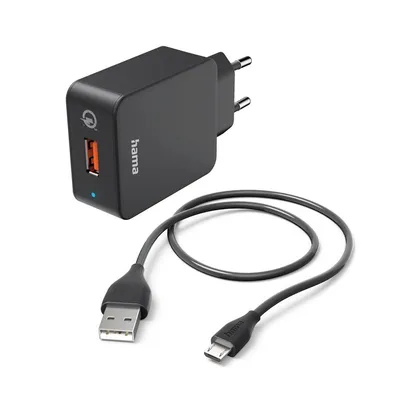 Hama Punjač set, Micro USB, 19.5W, 1.5m, Crni