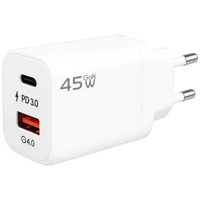 Redline Punjač kućni GL-45W-AC, 1 x USB-A, 1 x USB-C, 45W, GaN, Bijeli