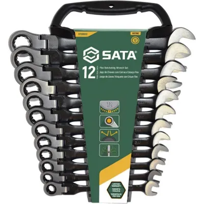 Sata Set zglobnih viljuškasto-okastih ključeva sa zujalicom ST08033, 8-19 mm, 12 kom
