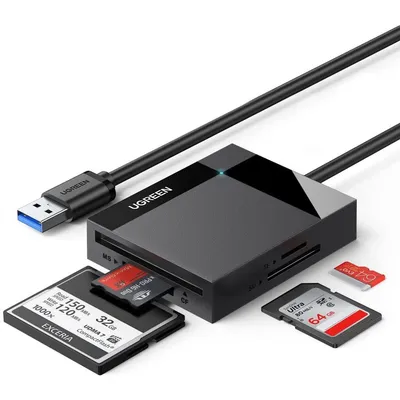 UGreen Čitač kartica USB3, 4 porta, Crni