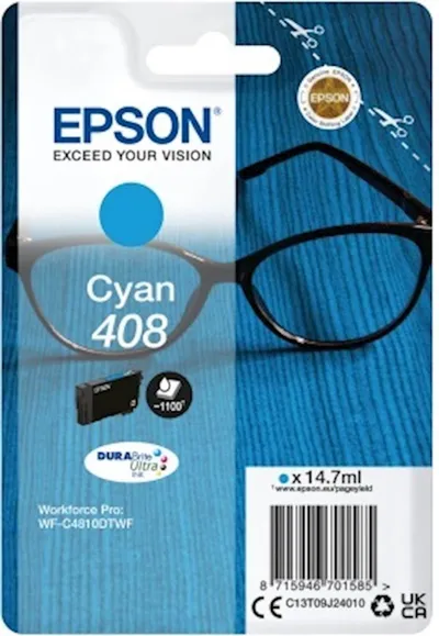 Epson Tinta Spectacles 408/408L, Durabrite Ultra, Cijan