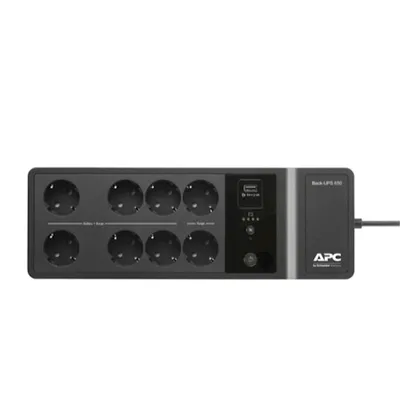 APC UPS, 650VA, 230V, 1 USB priključak za punjenje, 8 Schuko CEE7/7 utičnica, Crni