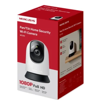 TP-Link Sigurnosna kamera, Mercusys Pan/Tilt Wi-Fi, MC200, Bijelo-crna