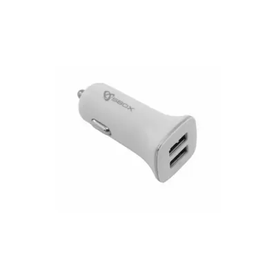S-Box Auto punjač CC-224, USB, 2 Ulaza, 2.4 A, Bijeli