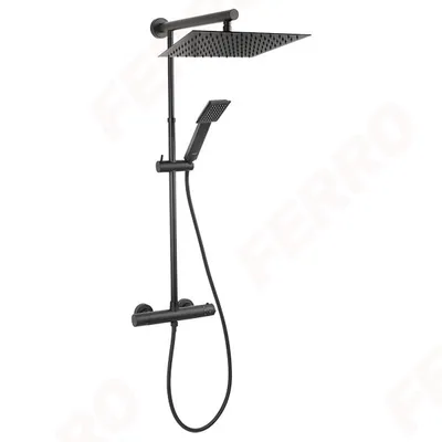 Ferro Tuš set Trevi Square Black Np75Sq-Trv7U-Bl sa termostatskom baterijom