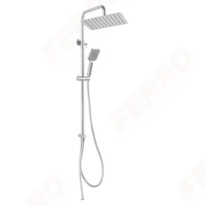 Ferro Tuš set Wizard Square Pro Chrome sa četvrtastom Slim glavom Np48