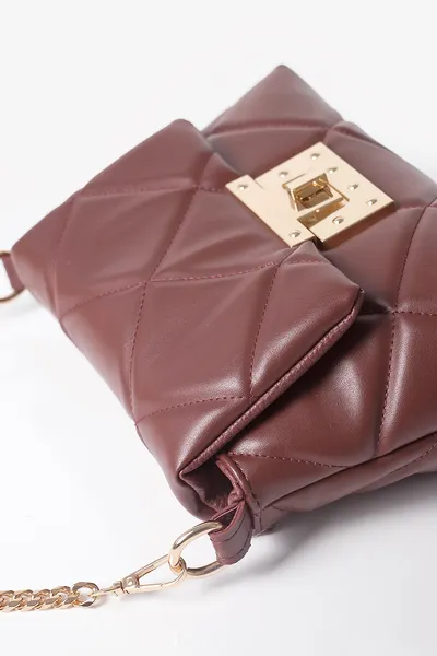 Lovely Bag April - Bordo Torba, Zlatni Metal