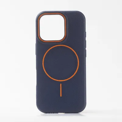 Maska za telefon Leather MagSafe, iPhone 15, Plava