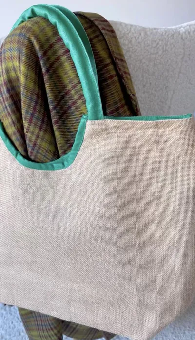 Moyo Ženska torba od jute Nora, Zelena ručka, Smeđe boje