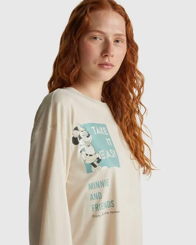 Benetton Ženska majica za spavanje dugih rukava 3Y5E3M07S-0L8-M, Bež