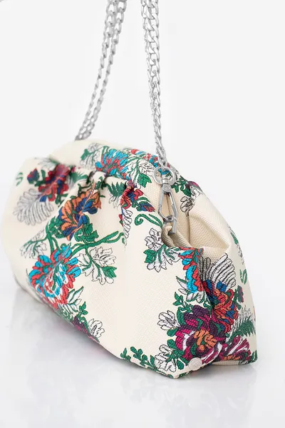 Lovely Bag Candy - Cvjetni Uzorak/Bež Torba, Srebreni Metal