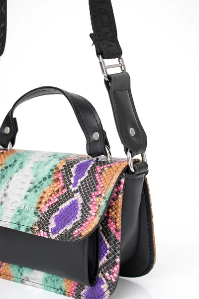 Lovely Bag Destiny Mini - Šareno/Crna Torba, Srebreni Metal