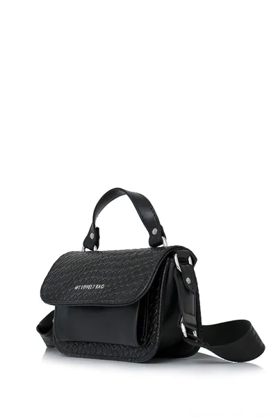 Lovely Bag Destiny Mini - Crna Torba, Srebreni Metal