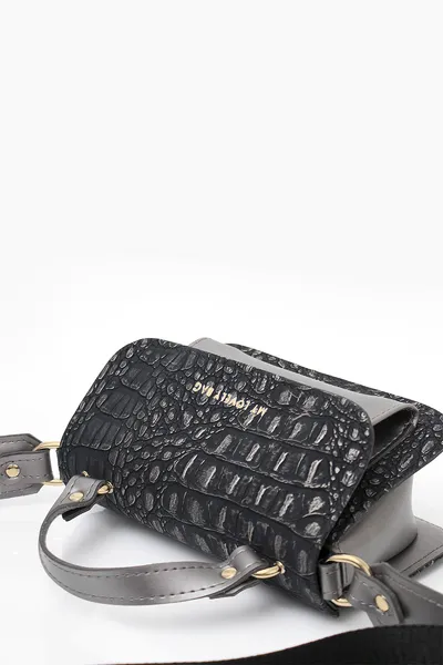 Lovely Bag Destiny Mini - Tamno Sivo/Srebrna Torba, Zlatni Metal