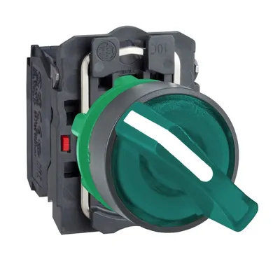 Schneider Electric Preklopka Svjetleća Bez Povrata XB5AK123M5, Zelena 0-1 Fi 22mm 1NO+1NC 230V AC, Plastična