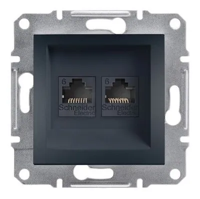 Schneider Electric Utičnica Računarska Dvostruka RJ45 Cat6, EPH4800171, Bez Okvira, Crna