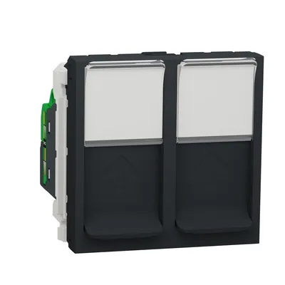 Schneider Electric Utičnica Računarska Dvostruka NU342054, RJ45 Cat5e 2M, Crna