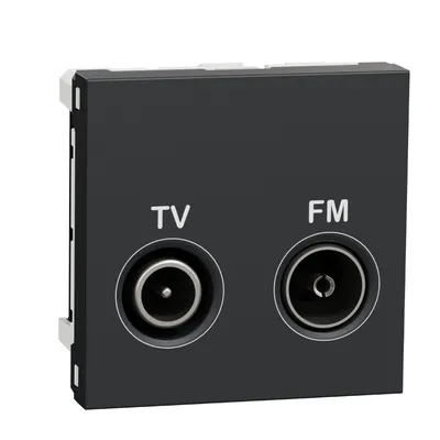 Schneider Electric Utičnica Antenska NU345354, TV/FM Prolazna 2M, Crna