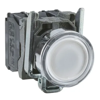 Schneider Electric Taster Svjetleći Sa Povratom XB4BW31B5, Bijeli LED Fi 22mm 1NO+1NC 24V AC/DC, Metalni