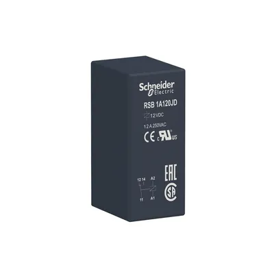 Schneider Electric Utični Interfejs Relej RSB1A120JD, 12V DC 12A 1 (C/O)