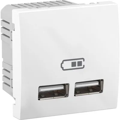 Schneider Electric USB 2.0 Utičnica MGU3.418.18, Punjač Dvostruki 2M Modularna, Bijela