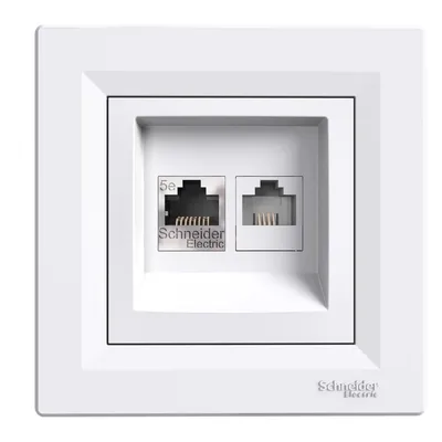 Schneider Electric Utičnica EPH4900121, Računarska RJ45 Cat5e I Telefonska RJ12, Bijela