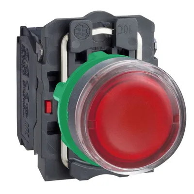 Schneider Electric Taster Svjetleći XB5AW34M5, Sa Povratom Crveni LED Fi 22mm 1NO+1NC 230V AC, Plastični