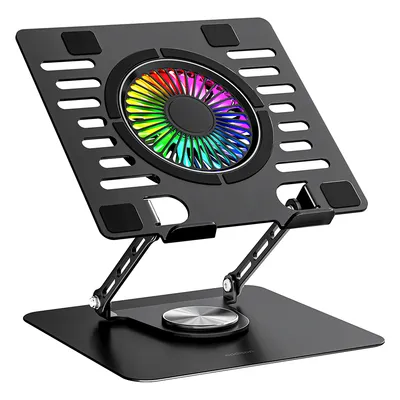 Addison Postolje za laptop AD-RC36, 360° RGB Fan Black Metal, Crna