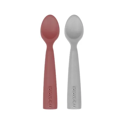 MINIKOIOI Silikonske kašikice Velvet Rose/Powder Grey,ljubičasta i siva