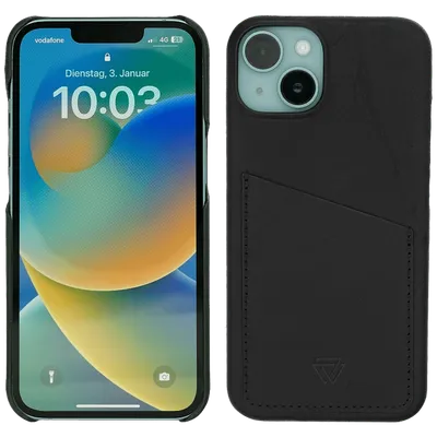 WACHIKOPA Maska za iPhone 14, Držač za kartice, Koža, Crna
