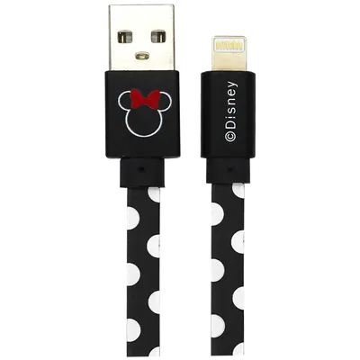 DISNEY USB kabl za iPhone Minnie Dots IP, Lightning, Crni