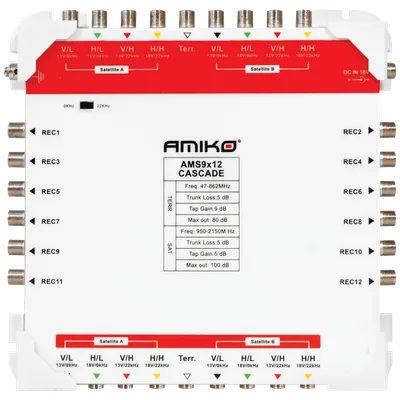 AMIKO Multiswitch AMS9X12 9/12, Sa dodatnim napajanjem, Kaskadni