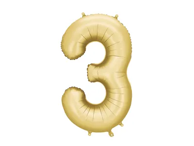 Folijski balon Broj 3 Fb1S-3-019, 86cm, Zlatne boje