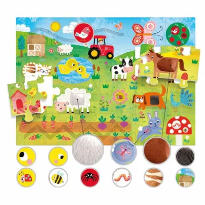 Headu Edukativna igra Montessori Taktilne puzzle ''Farma"