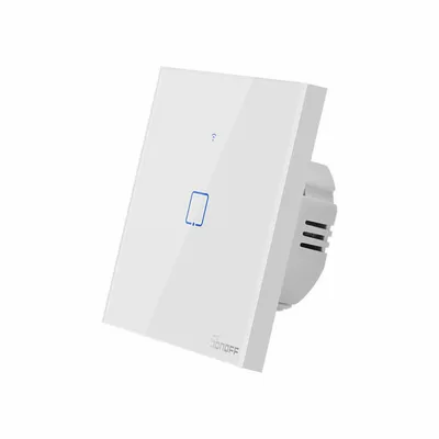 Sonoff Pametni jednopolni zidni prekidač T1EU1C-TX, Wi-Fi + RF433, Bijeli