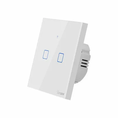 Sonoff Pametni zidni prekidač T0EU2C-TX, Wi-Fi Dual, Bijeli