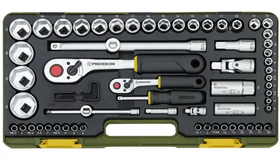 Proxxon Set nasadnih ključeva, 1/2" i 1/4", 65 komada