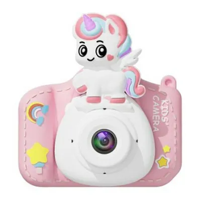 Dječiji digitalni fotoaparat s dvostrukom kamerom XJ01 2.0 HD, Pink Unicorn, Rozi