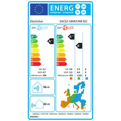 Electrolux Klima uređaj EACS/I-18HEF/N8 EEC, 18000Btu, WiFi, R32, Inverter, A++/A+, Bijela