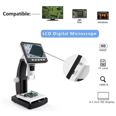 NN-Su Stoni elektronski digitalni mikroskop sa HD ekranom od 4.3" HC5451, Bijeli