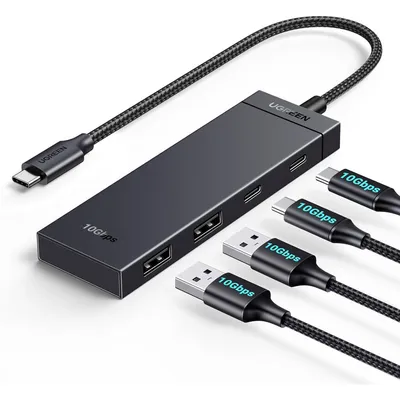 Ugreen USB-C Hub, 10Gbps, 2xUSB-C 3.2, 2xUSB 3.2, Crni