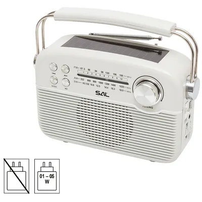 SAL Radio prijemnik sa solarnim napajanjem RPR9, FM-AM-SW, Bluetooth, Bijeli