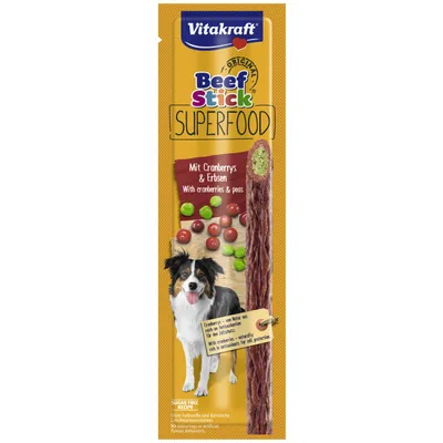 Vitakraft Poslastica za pse, Beef Stick Superfood, Grašak i Brusnica, 25 g